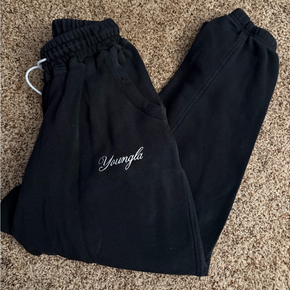 YoungLA Black Sweatpants with Logo